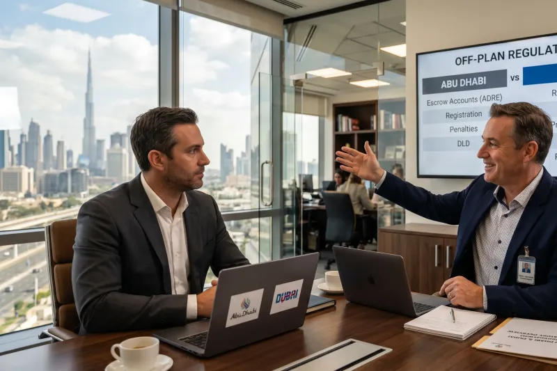 Buying Off-Plan in Abu Dhabi vs Dubai: The Regulatory Differences Nobody Explains